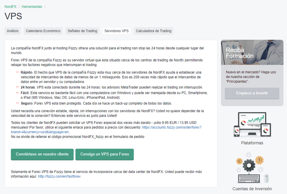 NordFX Herramienta VPS